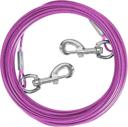Tie Out Cable for Dogs,10/20/30/50/100FT Dog Leads for Yard Chew Proof,Heavy Duty Tie Out Cable for Large Dogs Up to 125lbs,Dog Runner Tether (Purple, 125Ibs 10ft)