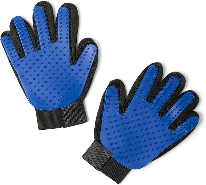 Pet Grooming Gloves – 1 Pair – Deshedding & Bath Massage Mitts for Dogs & Cats – Choose from 5 Colors – Adjustable, Reusable & Easy to Clean (Blue)