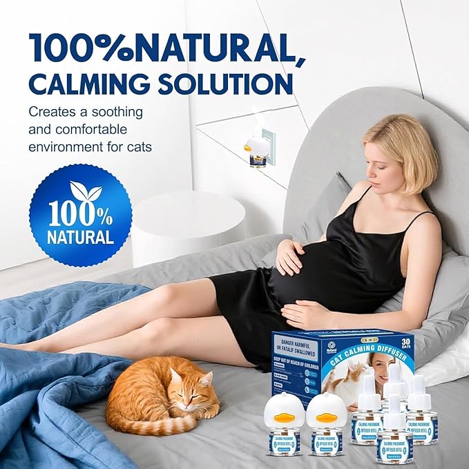 Cat Calming Pheromones Diffuser: 6-in-1 Kit Cat Appeasing Pheromone Diffuser to Calm (2 Plugin+4x48ml Refills) for Comfort Reduces Stress Anxiety, Long-Lasting Appeasing Pheromone for Pet Cat (6in1)
