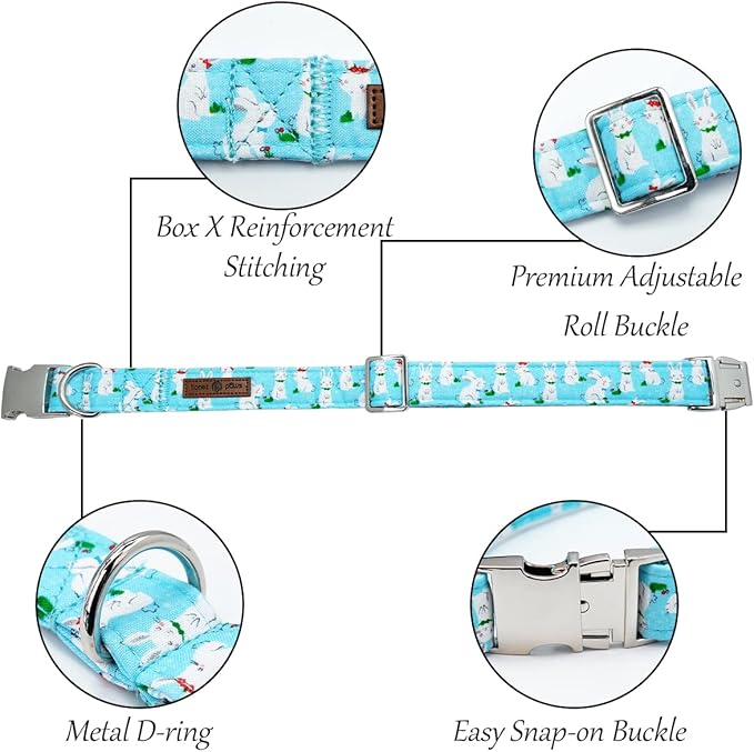 Lionet Paws Easter Dog Collar with Bowtie, Bunny Bowtie Collar with Metal Buckle for Dogs and Cats, Adjustable Comfortable Dog Collar Girl Boy ，XXS, Neck 7-11 in