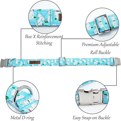 Lionet Paws Easter Dog Collar with Flower, Bunny Flower Collar with Metal Buckle for Dogs and Cats, Adjustable Comfortable Dog Collar Girl, S, Neck 10-16 in