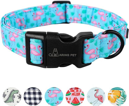ARING PET Flamingo Dog Collar-Cute Cotton Small Dog Collars, Adjustable Lightweight Summer Pet Collars for Small Medium Large Boy and Girl Dogs, X-Small