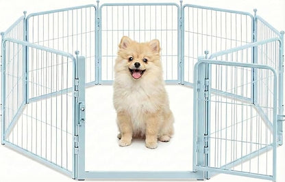 FreePet Dog Playpen for Indoor, Yard, RV Camping, 24 inch 8 Panels for Small and Puppy Dogs, Black│Patented (Blue, 24 inch, 8 Panels)