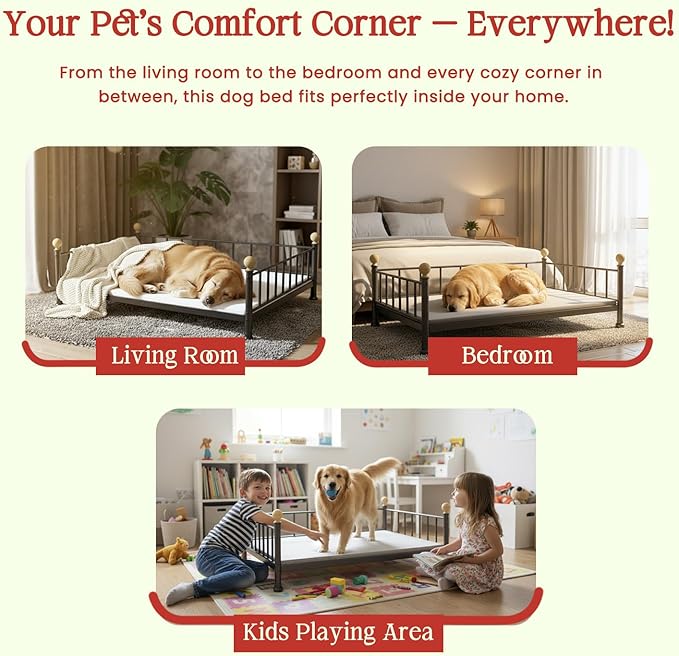Golden Gate Beds XL Dog Bed – Fade-Resistant, Comfortable & Durable Pet Mattress – 49” x 31.5” x 14.5” – Ideal for All Breeds – Black Square Shape