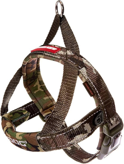 EzyDog Quick Fit Dog Harness – No Pull Harness for Training, Everyday Walking, and Easy Control - Adjustable Fit, Reflective, and Padded (Medium, Green Camo)