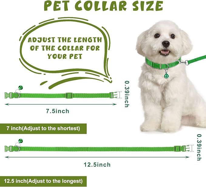 48 Pcs Puppy Collar and Leash Set, Adjustable Dog Collars with Hook and Quick Release Clip Buckle for Medium Dogs Small Pet Puppy Walking Training (Multicolor, Solid Pattern)