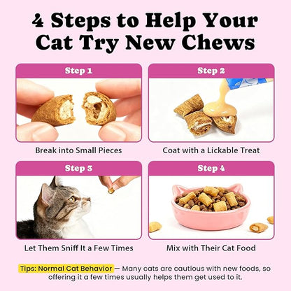 Hairball Treatment for Cats-Natural Coconut & Fish Oils for Smooth Passage & Relief，Cat Hairball Remedy Treats with Fiber & Enzymes Support Skin & Coat，Gut & Digestion Health , Chicken(60-Day Supply)