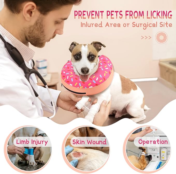 Supet Inflatable Dog Cone Collar Alternative After Surgery, Pet Neck Donut Collar Recovery E Collar for Neuter, Soft Dog Cone for Small Medium Large Dogs
