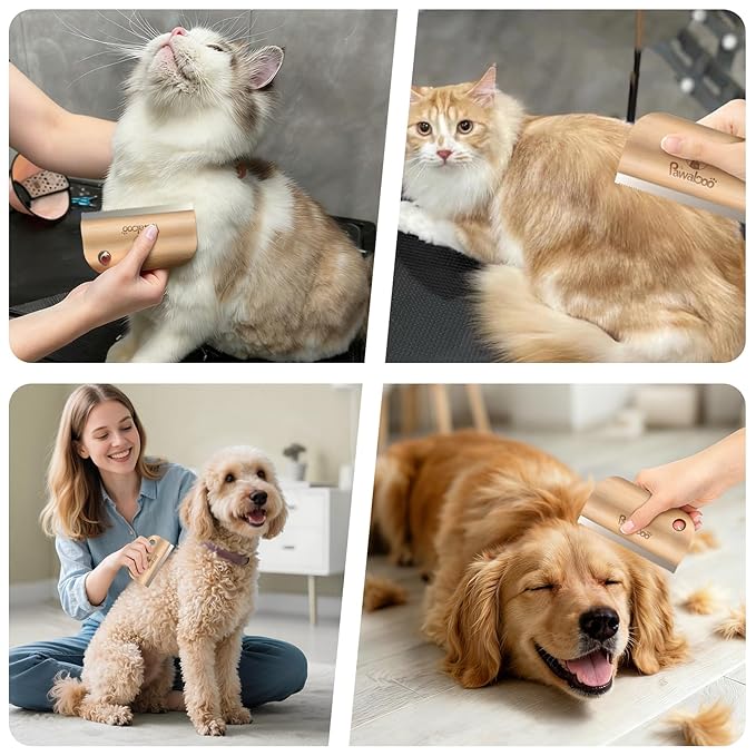 Pawaboo Deshedding Brush for Dogs & Cats, Dog Hair Removal Comb with Ergonomic Gripping, Wooden Grooming Shedding Brush for Short Hair Dogs and Cats, Hangable Pet Cleaning Comb Supplies, 5.1 Inch