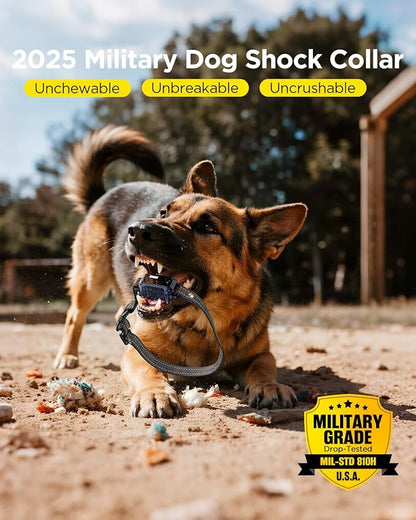BLACKDOG Military Dog Shock Collar 2 Dogs (5-150lbs) - 4200ft Dog Training Collar with Remote, 4 Training Modes, Flashlight&Strobe, 90-Day Battery, IP67 Waterproof Dog E Collar for All Breeds (Blue)