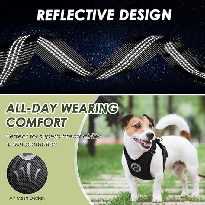 Lukovee Dog Seat Belt for Car, Adjustable Dog Car Harness for Large Medium Small Dogs, Soft Padded & Breathable Mesh Dog Seatbelt with Car Vehicle Connector Strap (Black Double Clip,Medium)