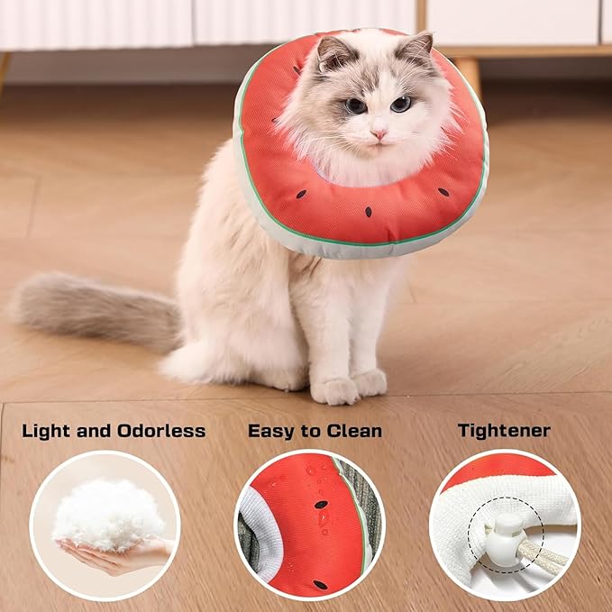 Jevnd Cat Cone Collar Soft Kitten Donut, Cat Cones to Stop Licking After Surgery and Scratching, Waterproof Elizabethan e Collar for Cats After Neuter, Adjustable Comfy Cats Neck Cone Pillow for Kitty