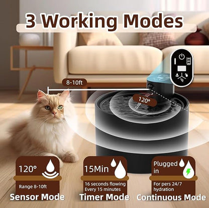 Ceramic Cat Water Fountain,Cat Water Fountain Cordless Sensor Automatic with Ultra-Quiet Pump and 4 Filter for Cats, Dogs, Multiple Pets