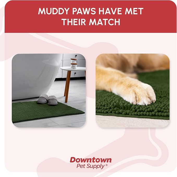 My Doggy Place Dog Mud Mat, 36" x 26" Chive – Thick Microfiber Entry Rug for Snow, Mud & Salt – Absorbent, Quick-Dry, Washer-Safe & Non-Slip, Large