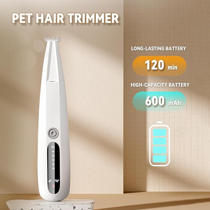 2026 New Pet Precision Trimmer, Dog Paw Trimmer with LED Light, Low Noise, IP68 Waterproof, Dual-Speed Motor, Suit for Trimming Paw, Ear, Face, Butt, Eyebrows, USB Rechageble