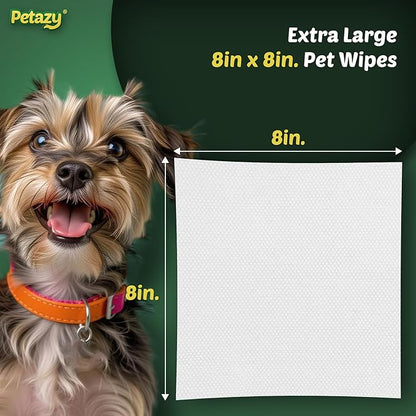 Petazy 400 Dog Wipes for Paws and Butt Ears Eyes | XL 8x8 Natural Pet Wipes for Dogs | Chamomile Dog Wipes Cleaning Deodorizing | Extra Thick Paw Wipes for Dogs Cats Pets | 4 Bonus Glove Wipes