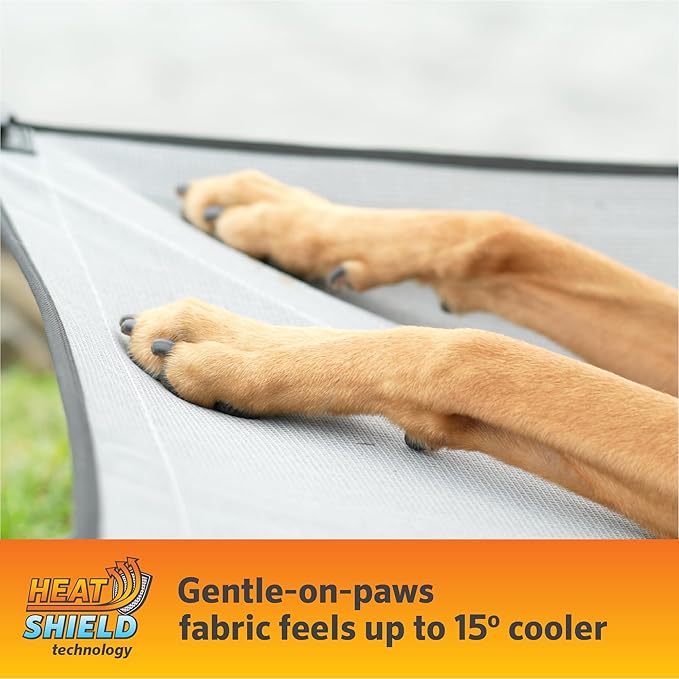 Coolaroo On-The-Go Elevated Dog Bed Kit – Portable & Cooling Travel Cot with HeatShield Fabric for Small Dogs, Lightweight & Compact, Includes Matching Carry Bag & Everglade Green Bonus Cover, Small