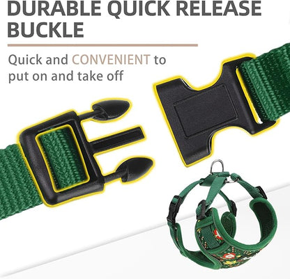 PUPTECK Christmas Small Dog Harness and Leash Set, No Pull Adjustable Puppy Cat Harness, Reflective Soft Mesh Pet Vest Small Sized, Santa Claus, M