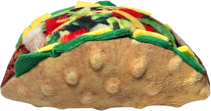 Huxley & Kent Funny Dog Toy w/Squeaker – Power Plush Squeaky Dog Toys for Small, Medium & Large Dogs – Soft Stuffed Animal for Indoor Play & Fetch - Taco Tuesday, Large