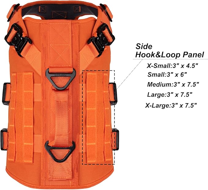 ICEFANG GN3 Tactical Dog Harness with 6X Buckle,Dog Molle Vest with Handle,3/4 Body, Hook and Loop Panel for ID Patch,No Pulling Front Clip (XL (Neck 19"-29"; Chest 31"-40"), Safety Orange)