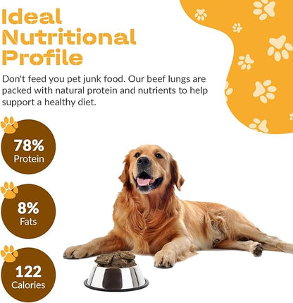 Dog Chits Beef Lung Fillets Dog and Puppy Treats – All Natural Chews for Dogs – Grain-Free, High-Protein, Low Fat Single Ingredient Dog Treat – Ideal for All Dogs – Large, 5 oz – Made in USA