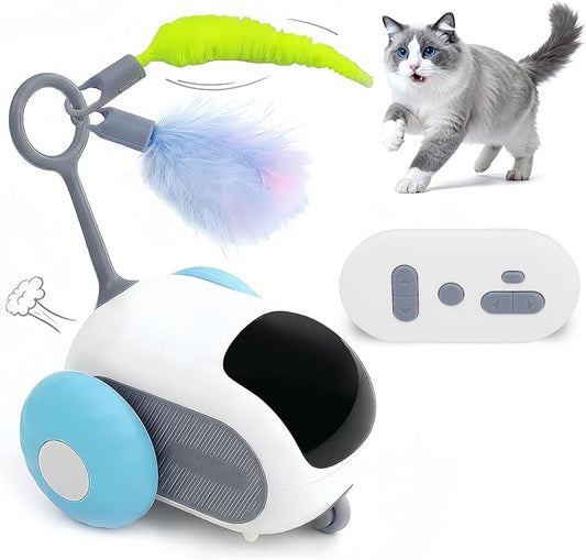 SDWUBQ Interactive cat Toy, Rechargeable, Automatic Moving Kitten Toy, New Type of cat Toy with Tail, Touch-Activated Kitten Toy for Play, Suitable for Indoor Boredom Relief for Adult Cats (Blue)