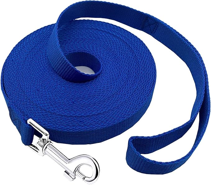 PETGOGO 15ft 20ft 30ft 40ft 50ft Long Dog/Puppy Lead Obedience Recall Training Dog Leashes for Small Medium Dogs Camping, Training, Play, or Backyard (Blue, 1" x 40FT)