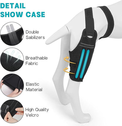 Dog Knee Brace for Torn ACL Hind Leg–Adjustable Support Dog Leg Brace for Back Leg with 2 Stabilizers, Hip Support to Reduces Pain Luxating Patella , Ligament Injuries, CCL (Black, Left Leg, S)