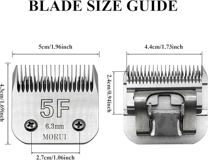 5F Cut Length 1/4”(6.3mm) Detachable Pet Dog Clipper Blades UltraEdge Series Clipper Blades for Dog Grooming Compatible with Most Andis,Oster A5 Wahl KM Series Clippers