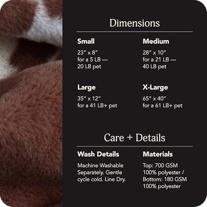 UnHide Floof Pet Bed - Small (23" x 8") - Extra Soft Dog Bed - Removable Faux Fur Cover - Machine Washable - Helps Ease Pet Anxiety & Provides The Perfect Sleep - Cowhide