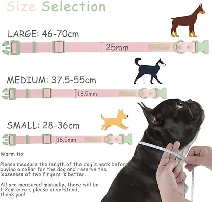 Wolfone Waterproof Dog Collar with Quick Release Buckle， Cute Adjustable Collar for Dogs Comfort Sturdy Durable Odor Proof Easy Care（Gossamer Pink 46-70cm）