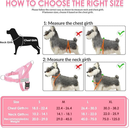 SlowTon No Pull Dog Harness - Heavy Duty Dog Harness and Leash Set for Medium Large Dogs, Reflective Tactical Harness with Soft Padded and Front Clip for Easy Walk and Training (PI, L)