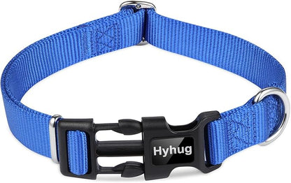 Hyhug Small Dog Collar Quick-Release Blue| Heavy-Duty Nylon Puppy Collar, Adjustable & Durable Pet Supplies for Boy & Girl Dogs (Small, Bright Blue)