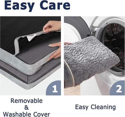 WESTERN HOME Dog Beds Large Sized Dog, Orthopedic Large Pet Bed with Waterproof Lining, Removable Washable Cover and Nonskid Bottom, Medium Couch, Grey