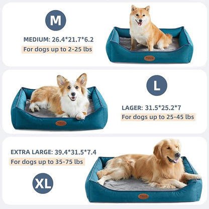 Tidore Orthopedic Dog Beds for Medium Dogs, Durable Egg Crate Foam Sofa Dog Bed wit Washable Removable Cover,Waterproof Lining,Pet Bed for Large Dogs (Peacock Blue, 39.4" L x 31.5" W x 7.4" Th)