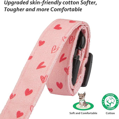 Cotton Handmade Dog Collar Cute and Distinctive Patterns Pink Heart with Pendant for Girl Boy Dogs Collars S