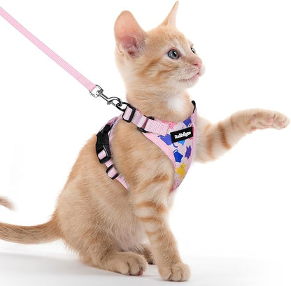 rabbitgoo Cat Harness and Leash for Walking, Escape Proof Soft Adjustable Vest Harnesses for Cats, Easy Control Breathable Reflective Strips Jacket, Purrty Pink, XXS