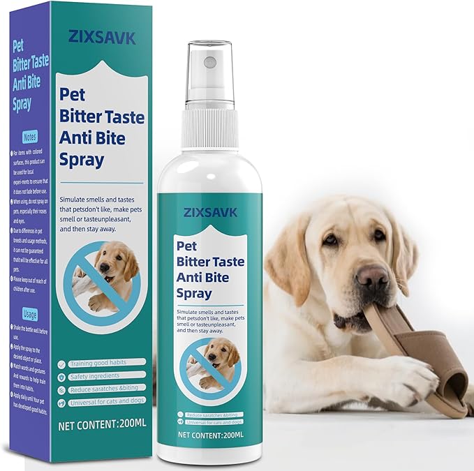 Zixsavk Bitter Apple Spray for Dogs - No Chew Spray for Dogs | Safe, Non-Toxic Chewing Deterrent | Stop Licking, Biting & Destructive Behavior | Training Aid(2 * 200ml)