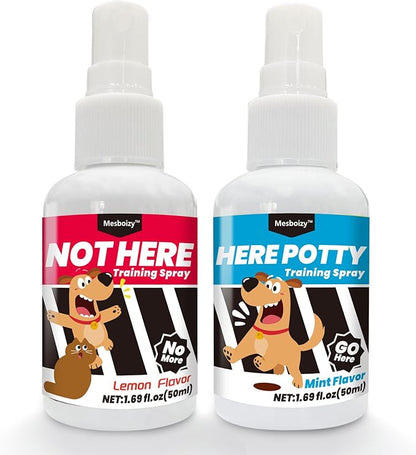 Mesboizy Dog Pee Spray Set, Includes Here Potty & Not Here Training Spray, Puppy Pee Spray, Helps Dogs Develop Proper Potty Habitss (1.69 fl oz Each)