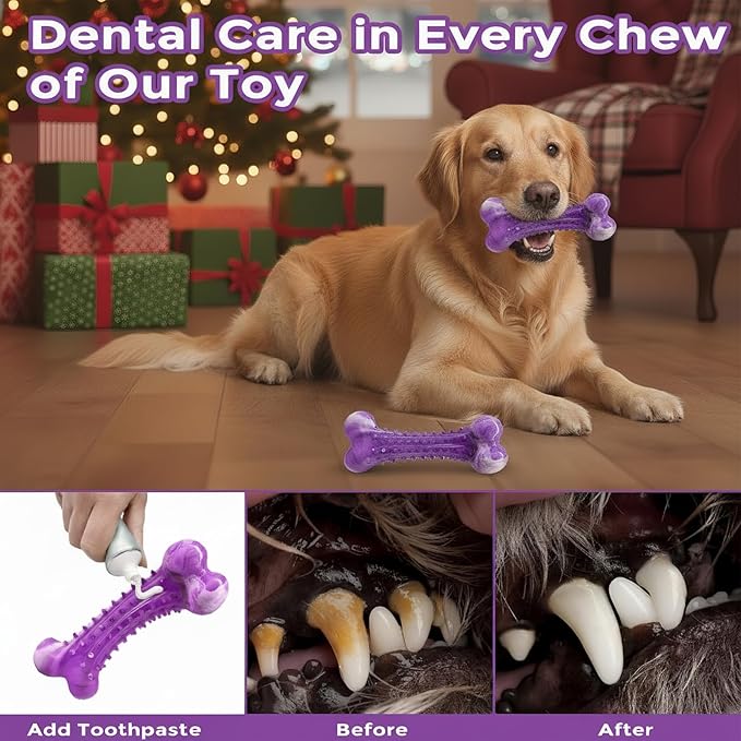 Dog Toys for Aggressive Chewers, Long Lasting Dog Chew Toys - Interactive Rubber Bone Toy for Large, Medium Breed - Large Dogs Toy Keep Them Busy
