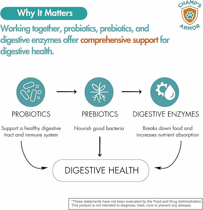 Probiotics for Dogs with Digestive Enzymes - 2.4 Billion CFU Dog Probiotic Supplements for Upset Stomach, Digestive Health, Diarrhea Relief - 60 Chicken Flavor Chews