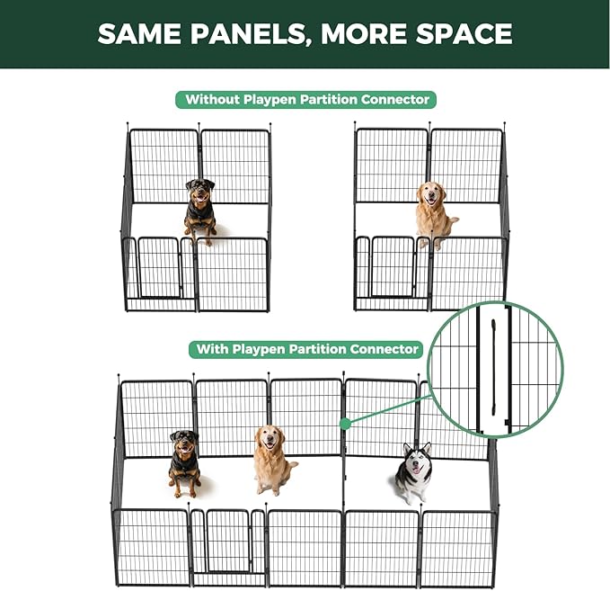 FXW Rollick Unleashed Dog Playpen for Indoor, Yard, RV Camping, 40 inch 16 Panels Dog Pen with Connectors (Pack of 2) for Medium and Large Dogs│Patented