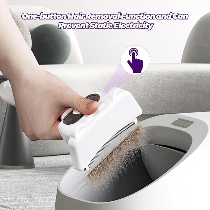 3 in-1 Cat & Dog Steam Comb for Long Short Hair for Any Size Cat & Dog Hair Removal & Shedding, Two Spray Mode with USB, Brush Haired Release Button - Include “2” Waterless Shampoo(White)