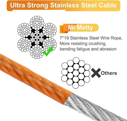 Tie Out Cable for Dogs,10/20/30/50/100FT Dog Leads for Yard Chew Proof,Heavy Duty Tie Out Cable for Large Dogs Up to 125lbs,Dog Runner Tether (Orange, 125Ibs 10ft)