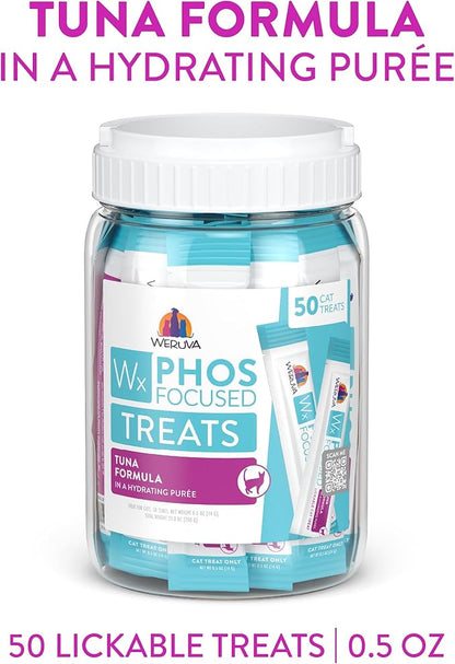 Weruva Wx Phos Focused, Tuna Formula Lickable Cat Treats, 0.5oz Tube, Pack of 50