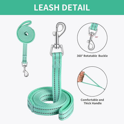 AMTOR Small Dog Harness with Leash Set, No Escape Easy Walk Puppy Harnesses for Training Walking, Step-in Reflective Soft Dogs Vest for XS S Medium Extra-Small Large Sized Dog(Green,S)