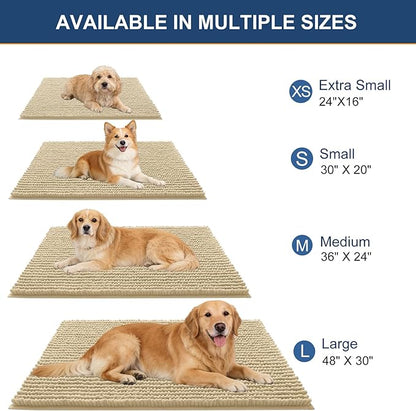 OLANLY Dog Door Mat for Muddy Paws 24x16, Ultra Absorbent Chenille Mud Doormat, Non-Slip Washable and Dirt Trapping Doormat for Indoor Entryway, Quick-Dry Indoor Pet Bed Mats for Dogs, Sand