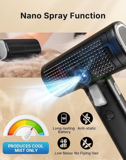WOWOOF PET Pet Steam Brush for Dog & Cat with 3 Waterless Shampoo, Bath Shower Comb for Shedding & Grooming & Massaging Water Spray Brush for Long & Short Haired Pets Spritz Defur Comb