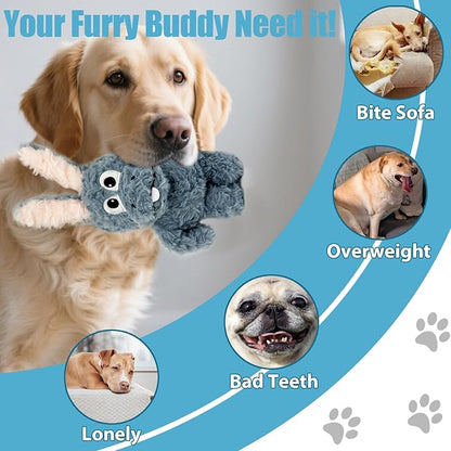 SLIWOWO Donkey Squeaky Dog Toys to Keep Them Busy, Stuffed Plush Dog Toy Birthday Gift Crinkle Pet Puppy Tug Toy for Small Medium Large Dogs (Grey)