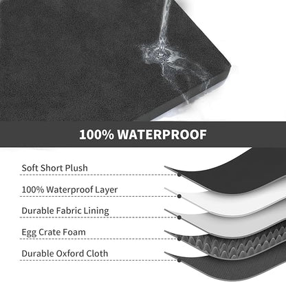 Tail Stories Large Comfy Washable Dog Bed, Orthopedic Egg Crate Foam Dog Crate Mat for Large Dogs with Removable Cover, 41x27 Inch, Black